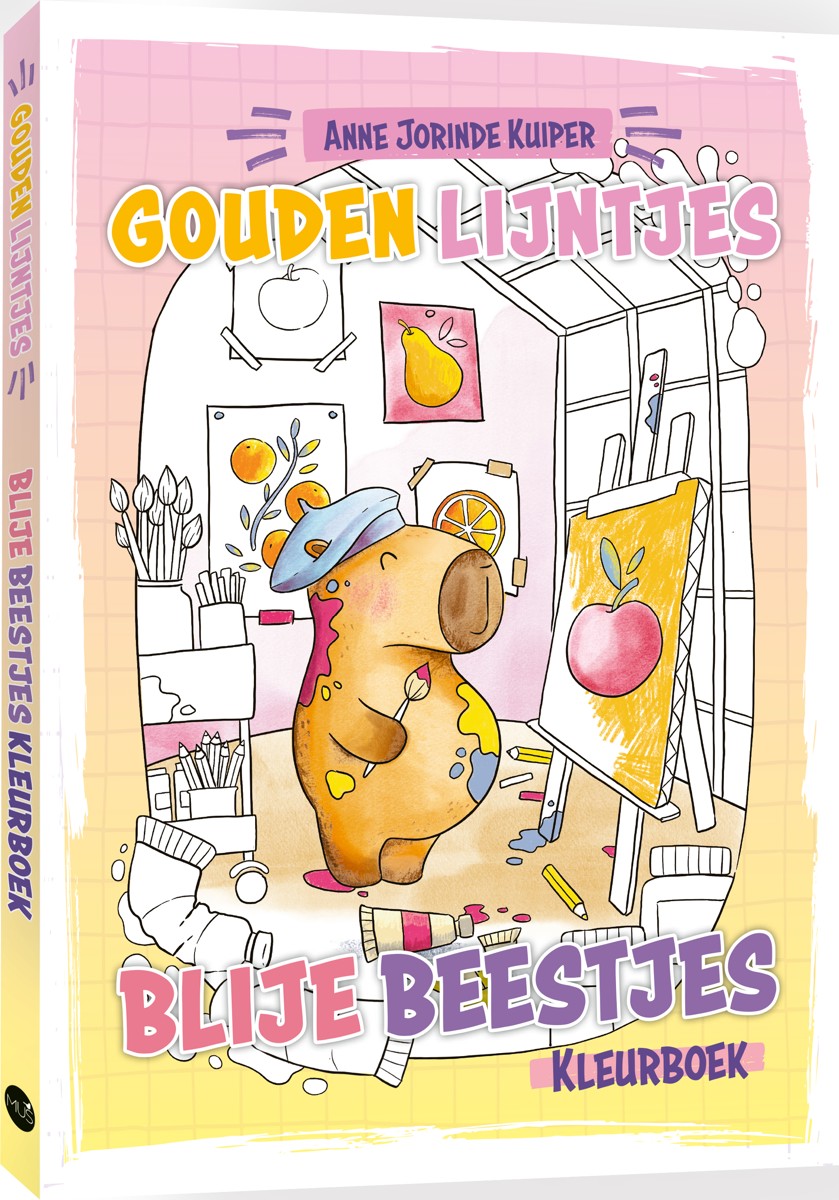 Kleurboek - Gouden lijntjes - Blije beestjes