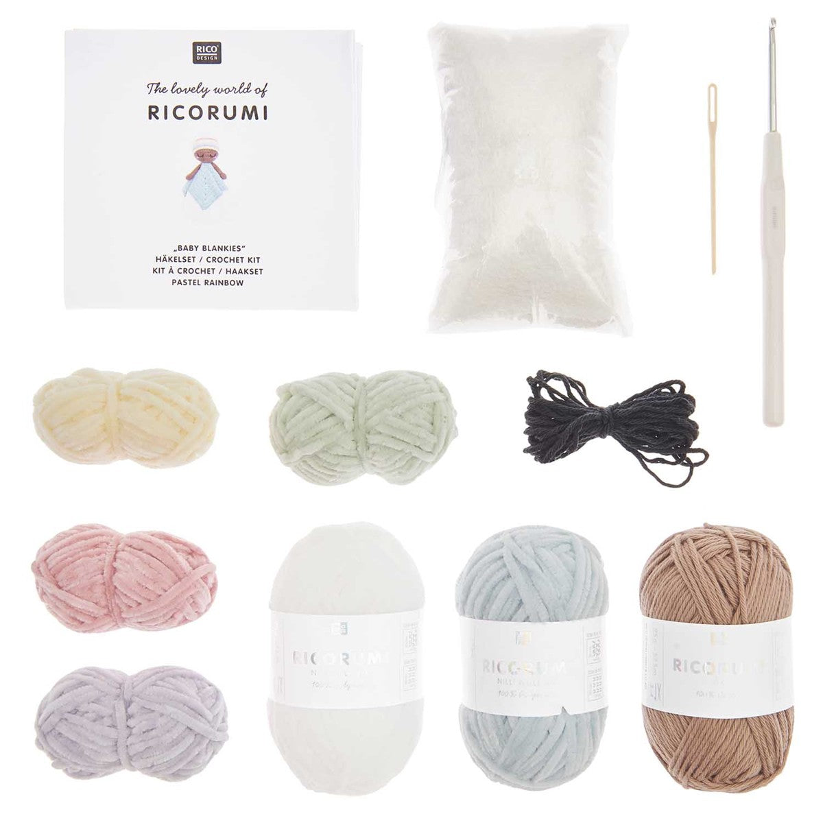 Ricorumi haakpakket Baby Blankies - pastel regenboog