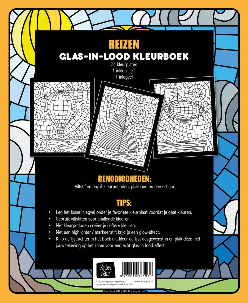 Kleurboek - Glas-in-lood - reizen