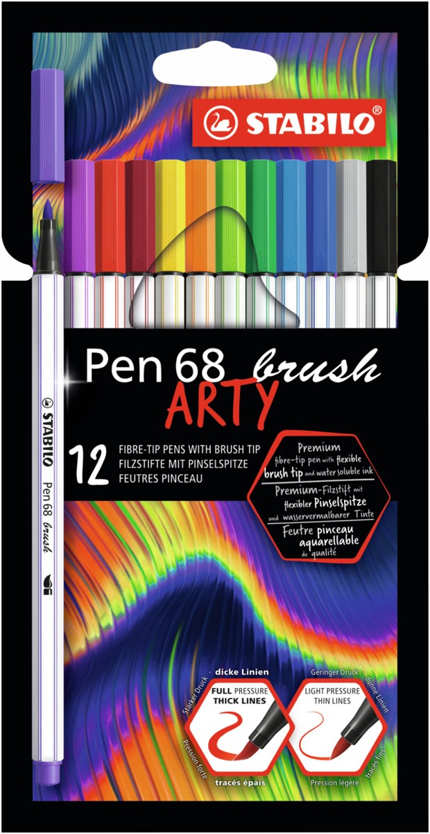 STABILO Pen 68 ARTY - brushpennen - 12 stuks