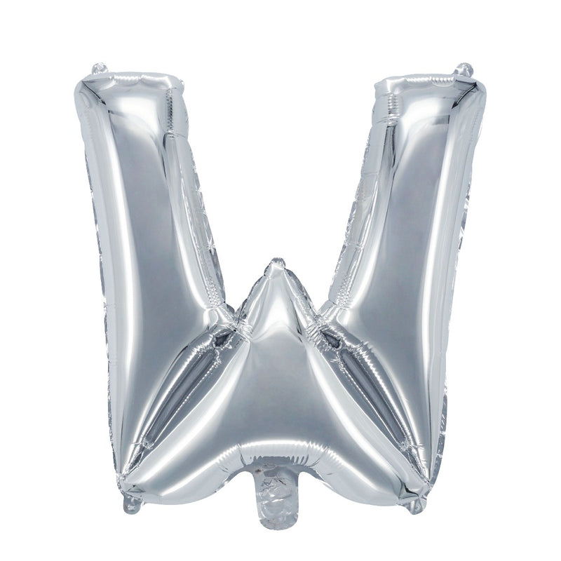 Letterballon zilverkleurig - 32 cm - W