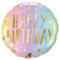 folie ballon 45 cm - happy birthday pastel