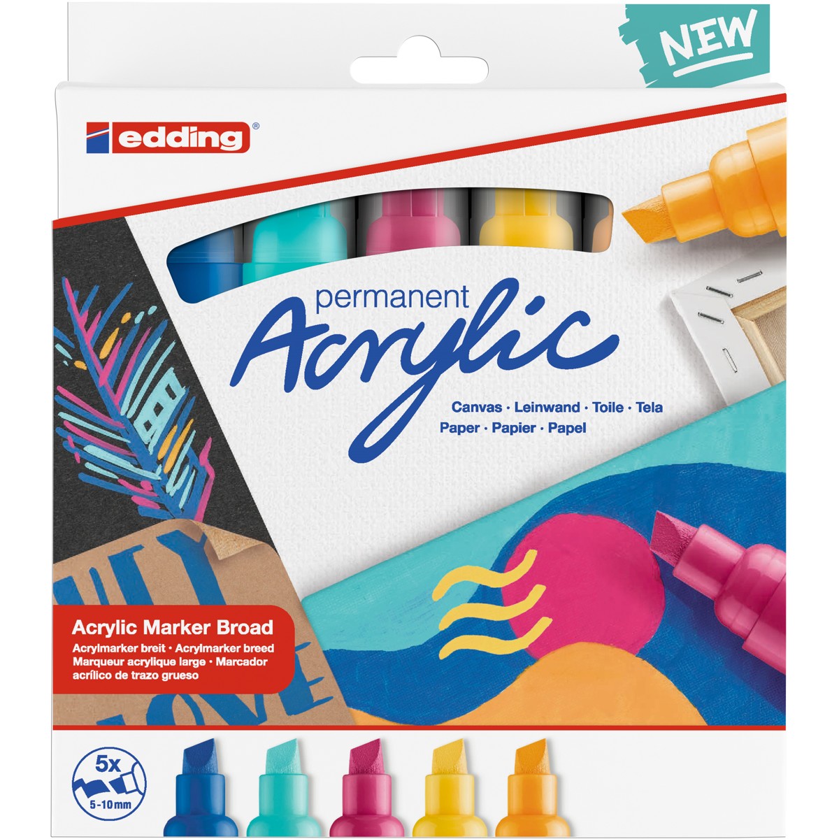 edding acrylic marker broad set 5000 - 5 stuks abstract