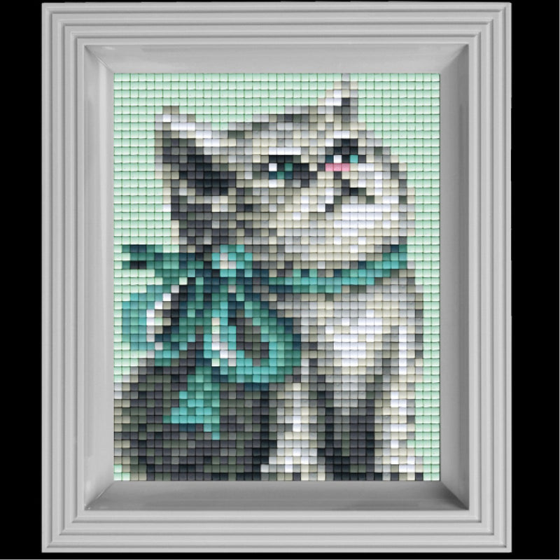 Pixelhobby set met lijst - poes met strik