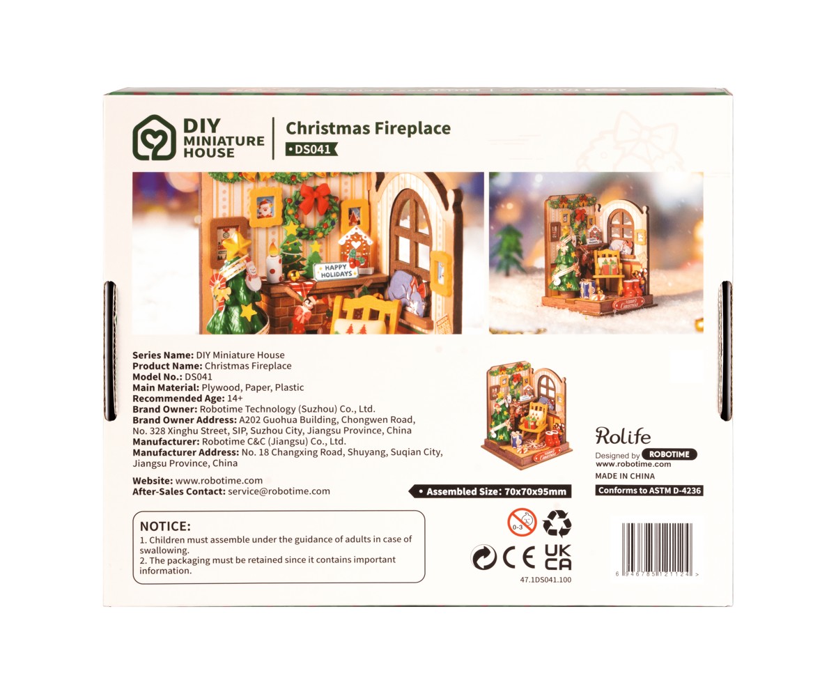 Robotime miniatuur DIY kit - Christmas Fireplace