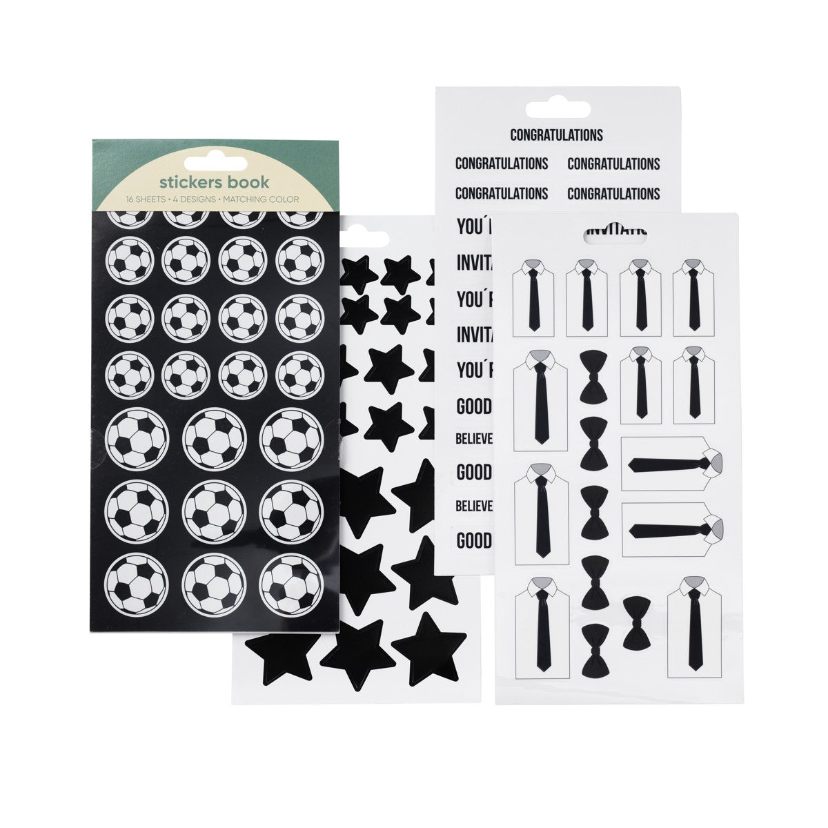 stickers 16 vellen - voetbal zwart
