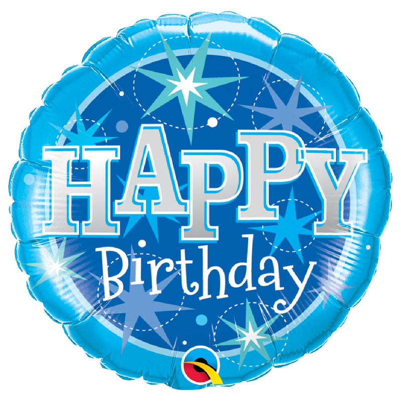 folie ballon 45 cm - happy birthday blauw