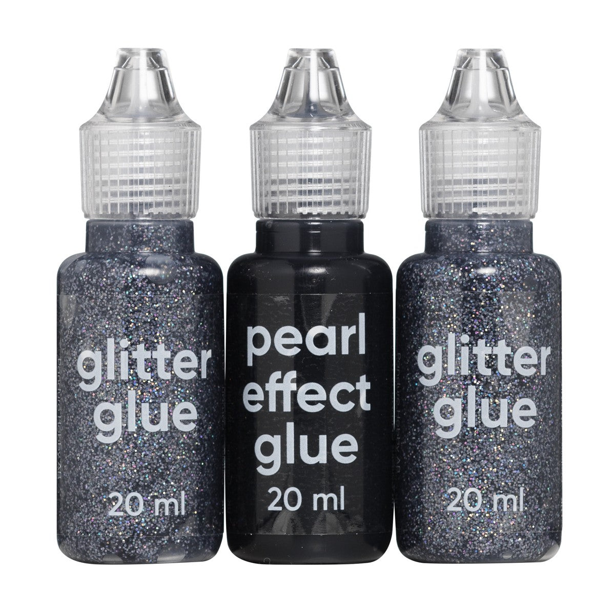 Glitterlijm 3x20 ml - zwart