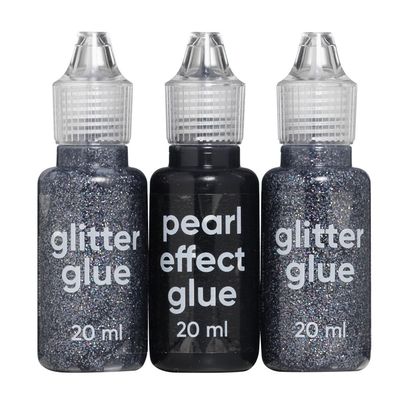 Glitterlijm 3x20 ml - zwart