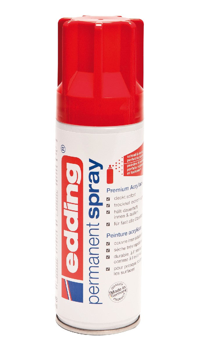 edding 5200 permanent spray - 200 ml - glans - verkeersrood