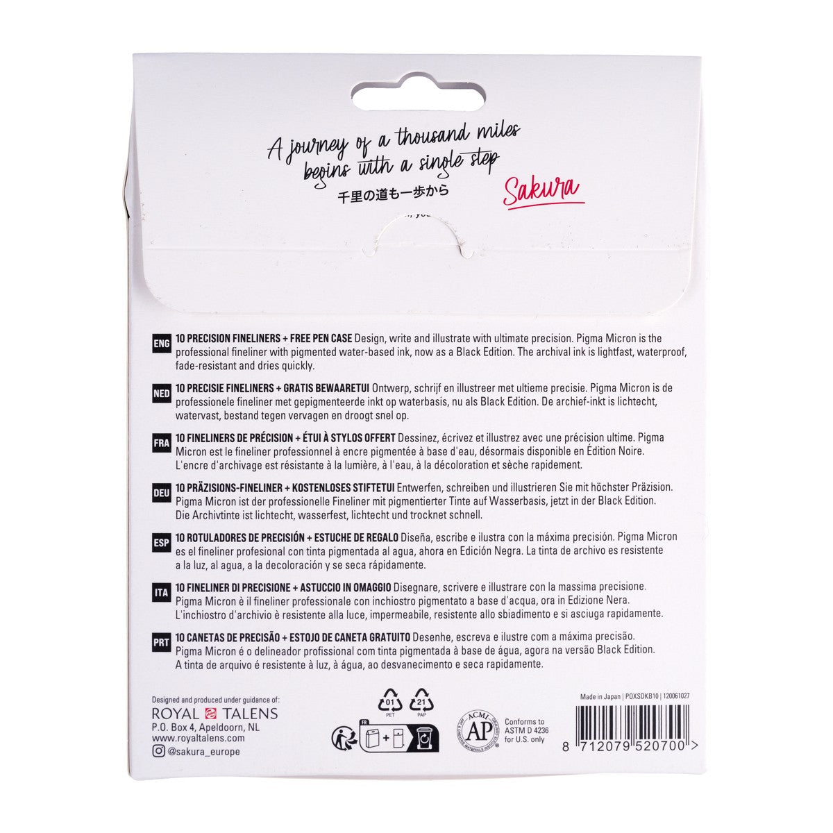 Sakura Pigma Micron fineliners - Black Edition - 10 stuks