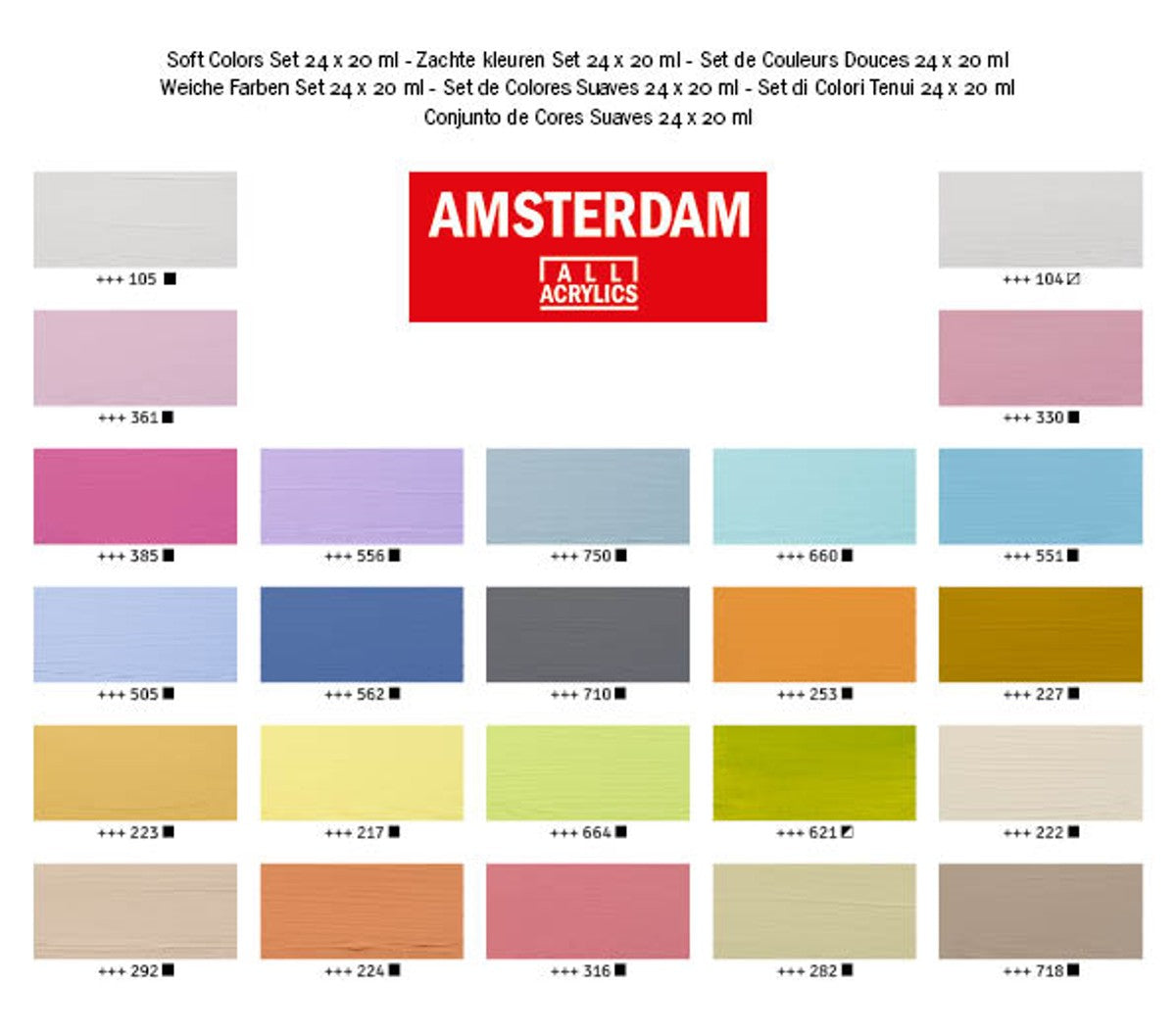 Amsterdam acrylverf set - 24 stuks - pastel
