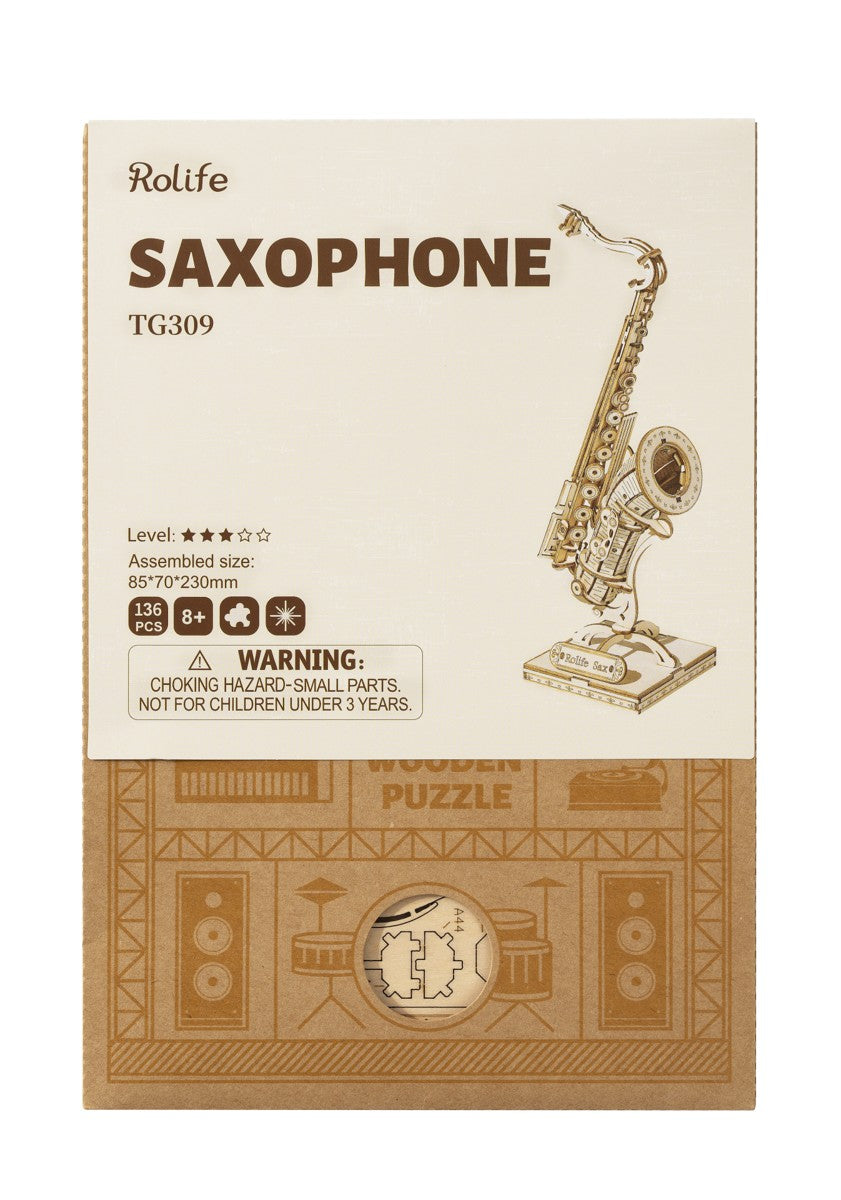 Robotime houten 3D puzzel - Saxophone