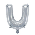 Letterballon zilverkleurig - 32 cm - U
