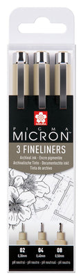 Sakura Pigma Micron - 02, 04 & 08 zwart - 3 stuks