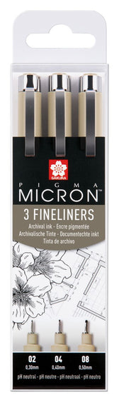 Sakura Pigma Micron - 02, 04 & 08 zwart - 3 stuks