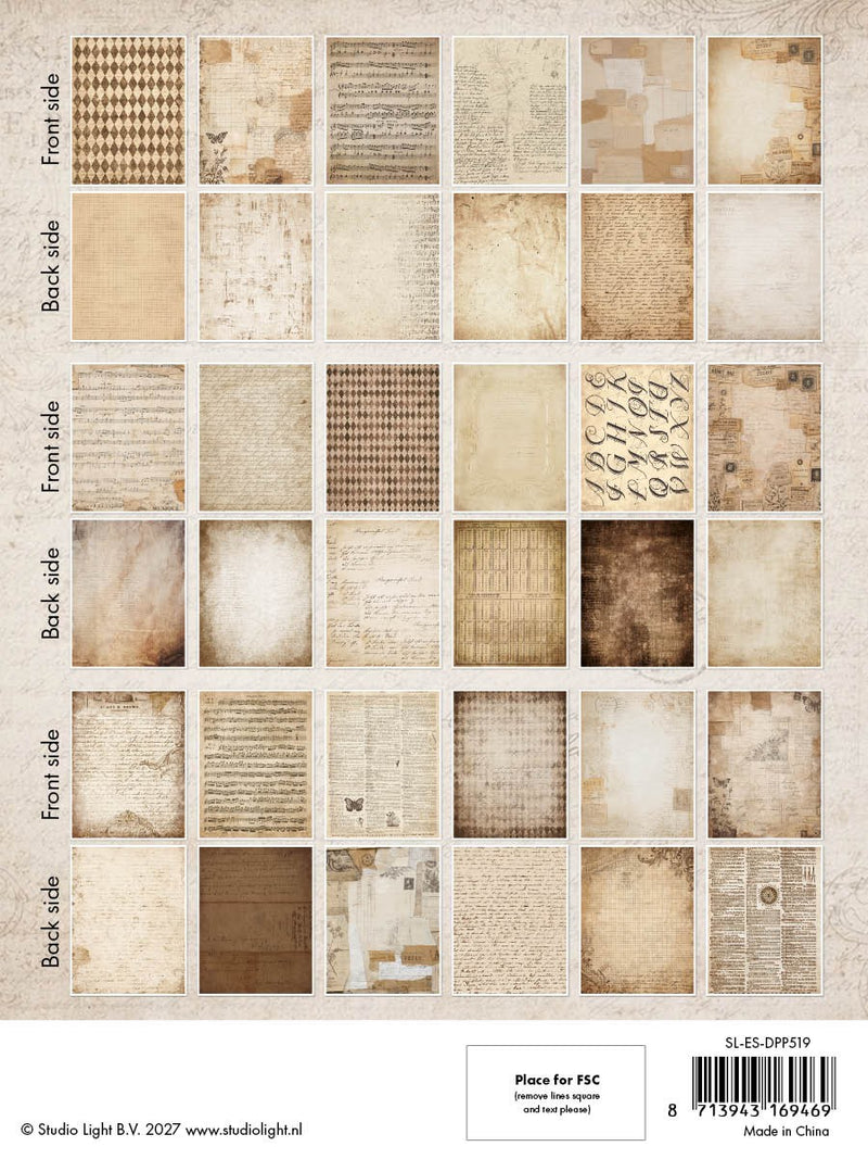 Studio Light Junk Journaling paper pad - Vintage