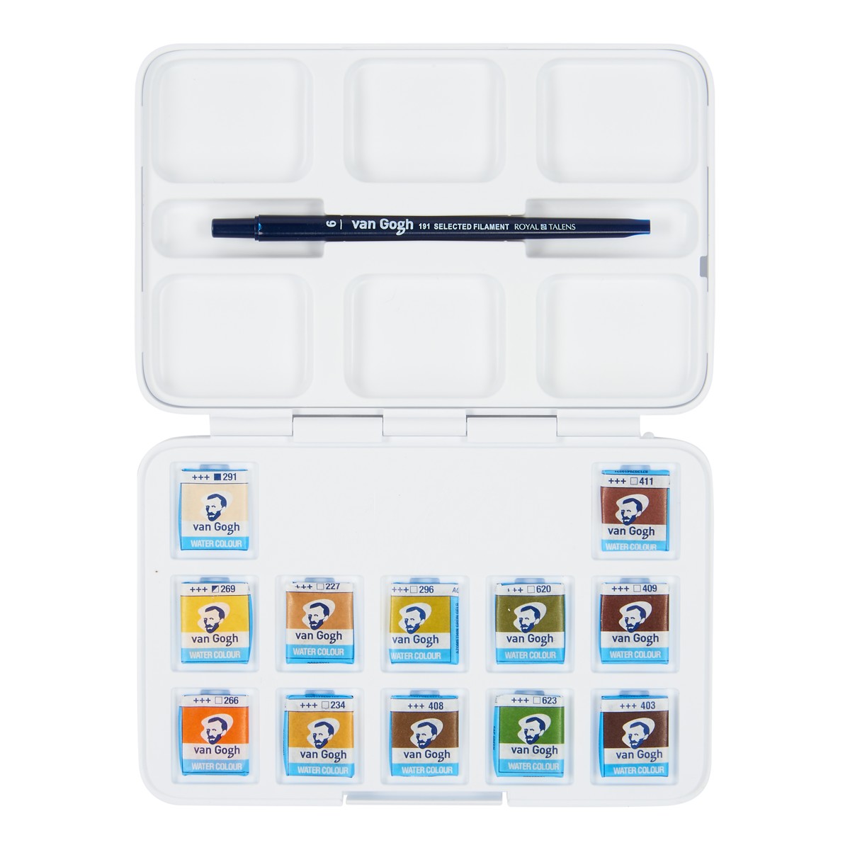 van Gogh aquarelverf pocket box - 12 halve napjes - natuurtinten