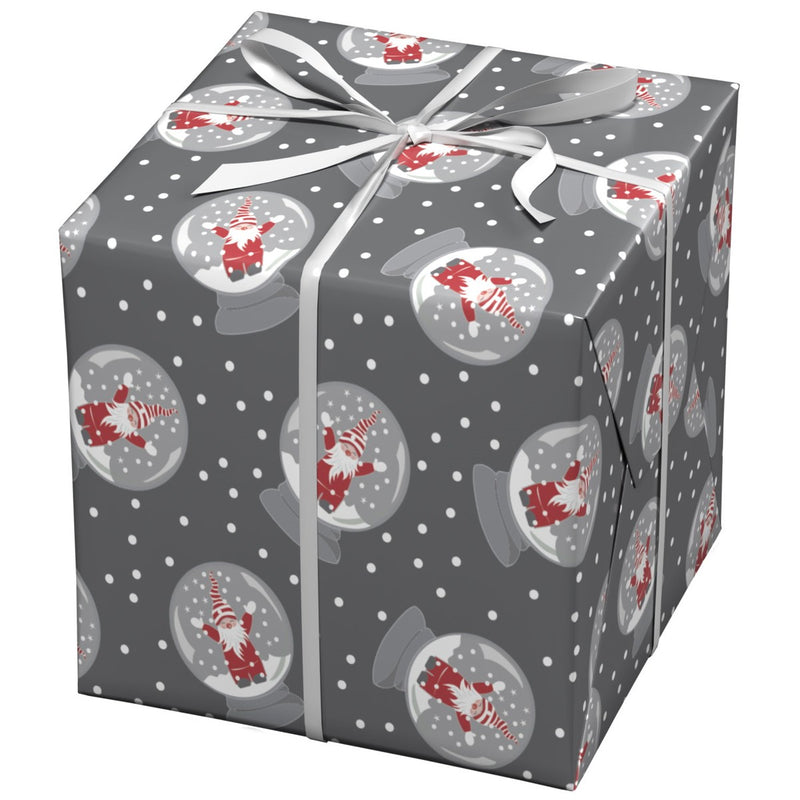 Cadeaupapier - 10 meter - kerstman/snowglobe