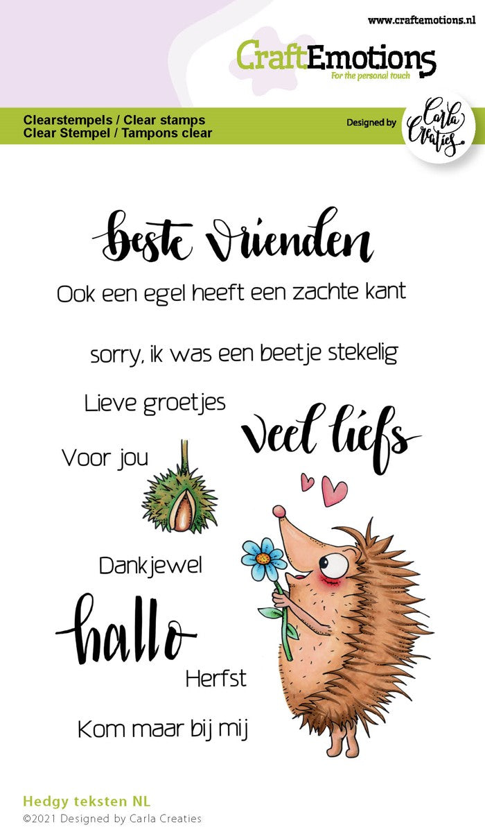 Clear stamps A6 - Hedgy teksten (NL)