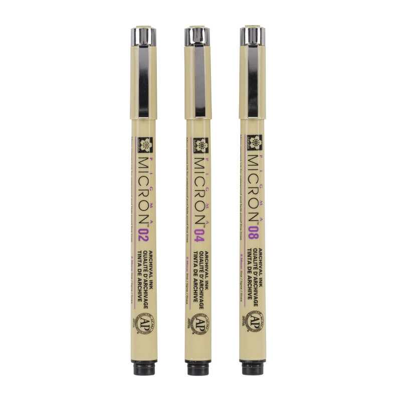 Sakura Pigma Micron - 02, 04 & 08 zwart - 3 stuks
