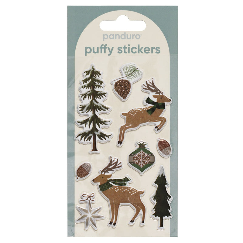 Puffy stickers - 9 stuks - raindeer & trees