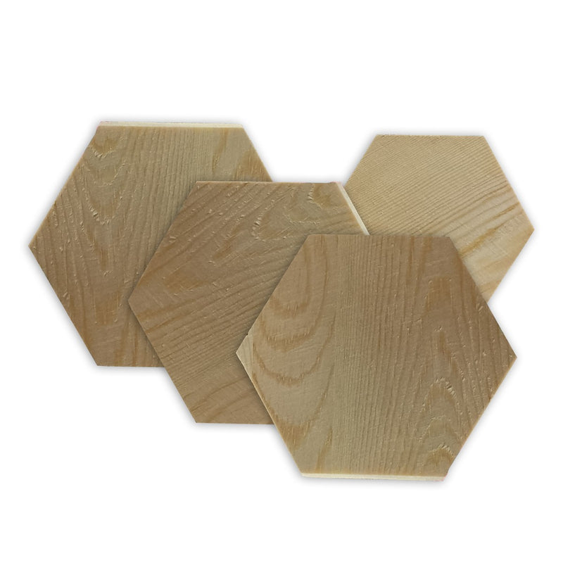 Houten onderzetter - hexagon - 9x10,2 cm