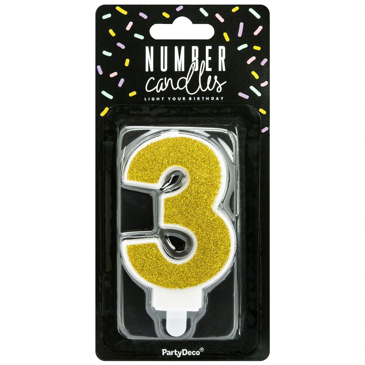 PartyDeco cijferkaars - glitter goud - 3