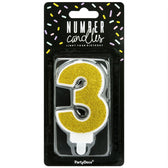 PartyDeco cijferkaars - glitter goud - 3