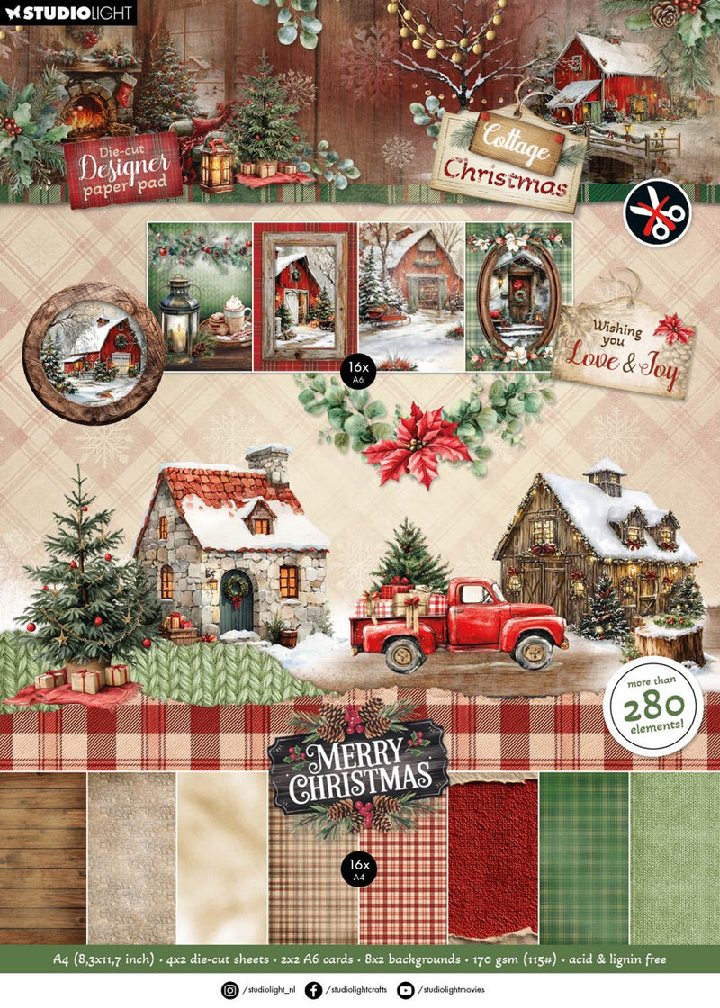 Studio Light Die-cut paper pad - Cottage Christmas