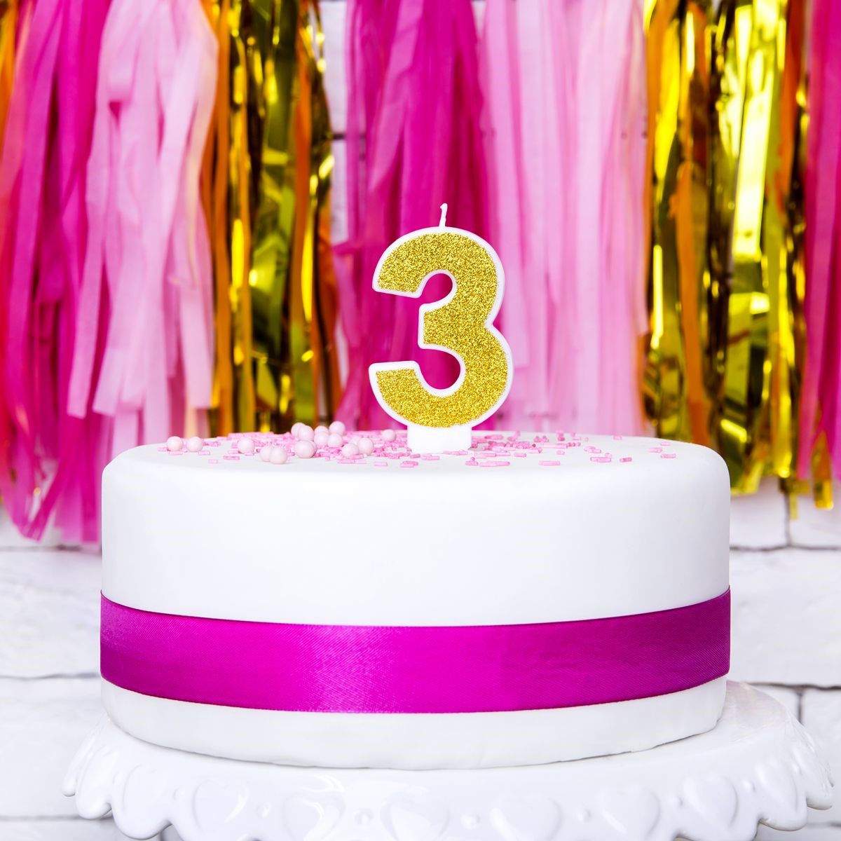 PartyDeco cijferkaars - glitter goud - 3