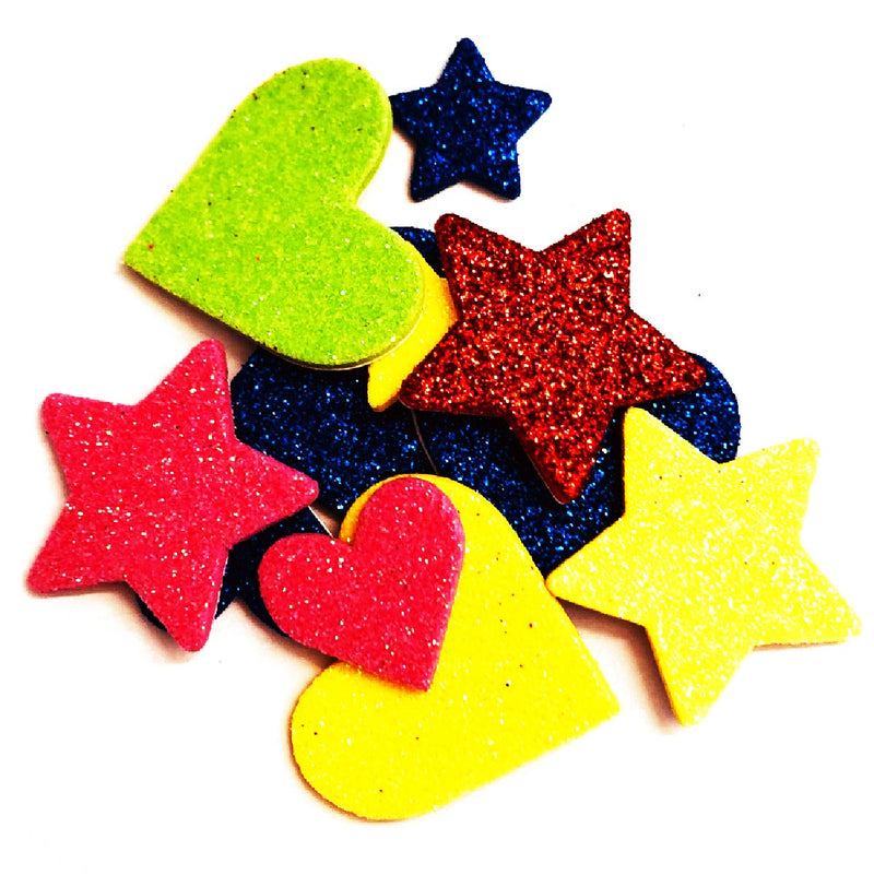 Funky foam stickers - glitter hartjes & sterren