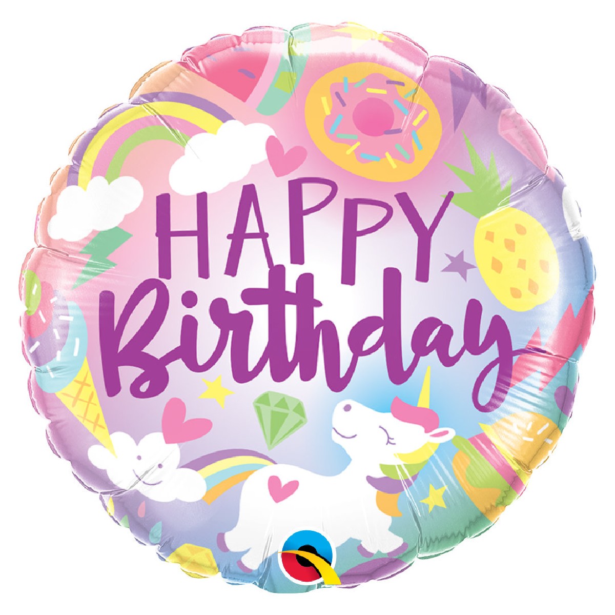 folie ballon 45 cm - happy birthday fun