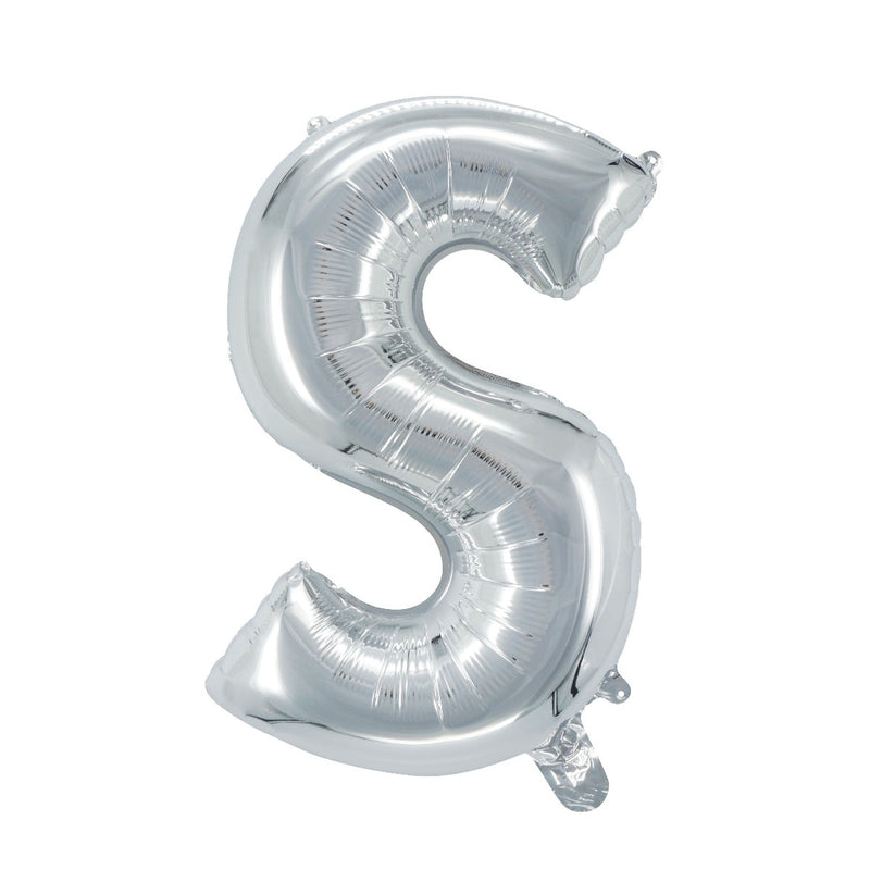 Letterballon zilverkleurig - 32 cm - S