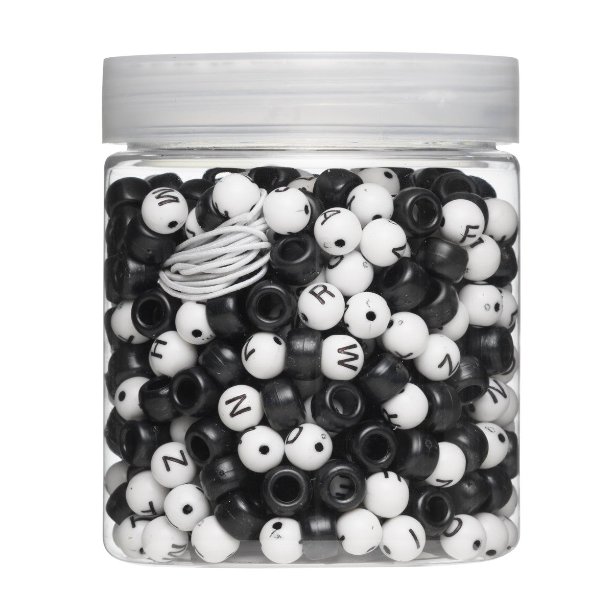 Kralenmix - letters - zwart/wit