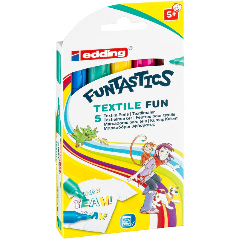 edding 17 FUNTASTICS Textile Fun - textielstiften - 5 stuks