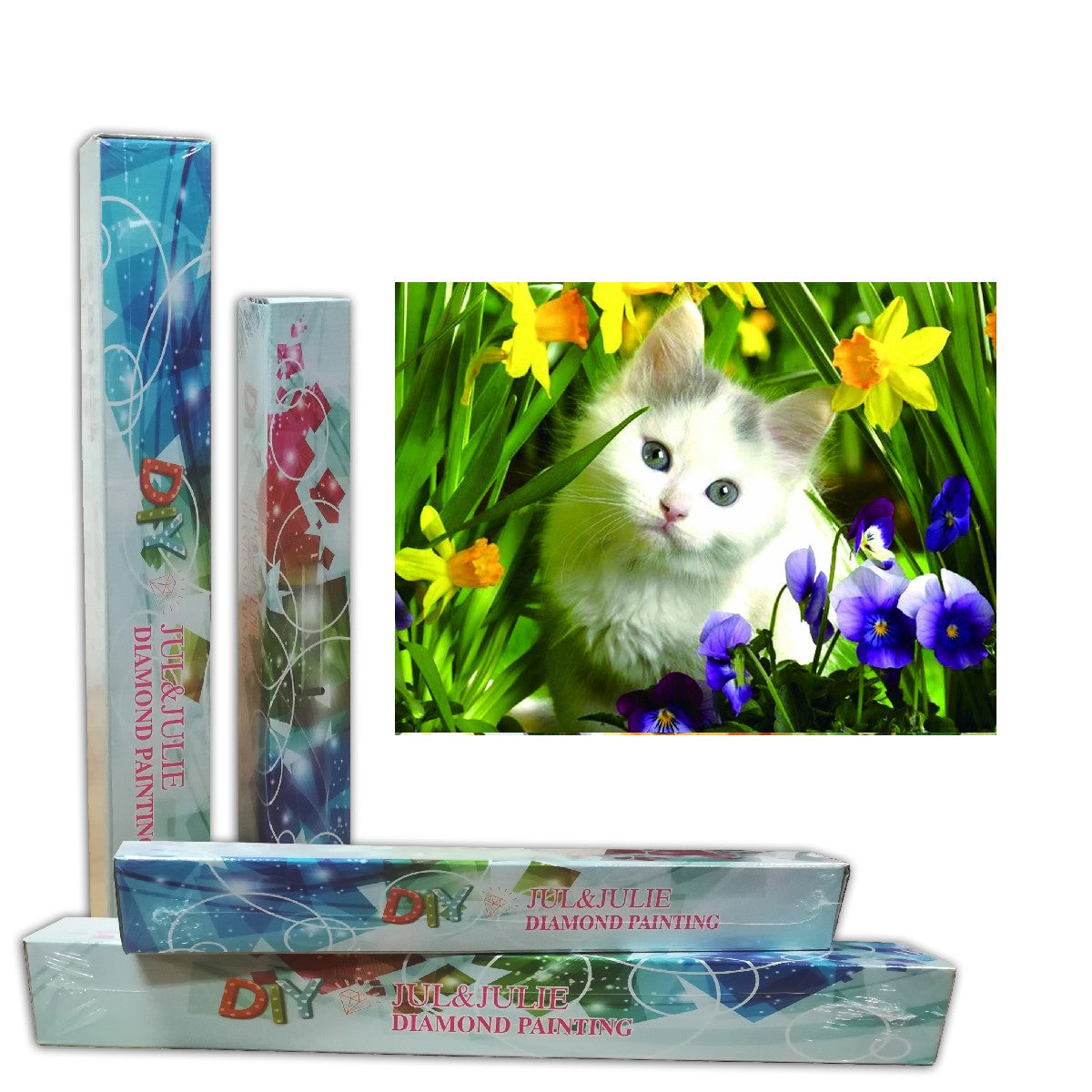 Diamond Paint - kat in bloemenveld 30x40 cm