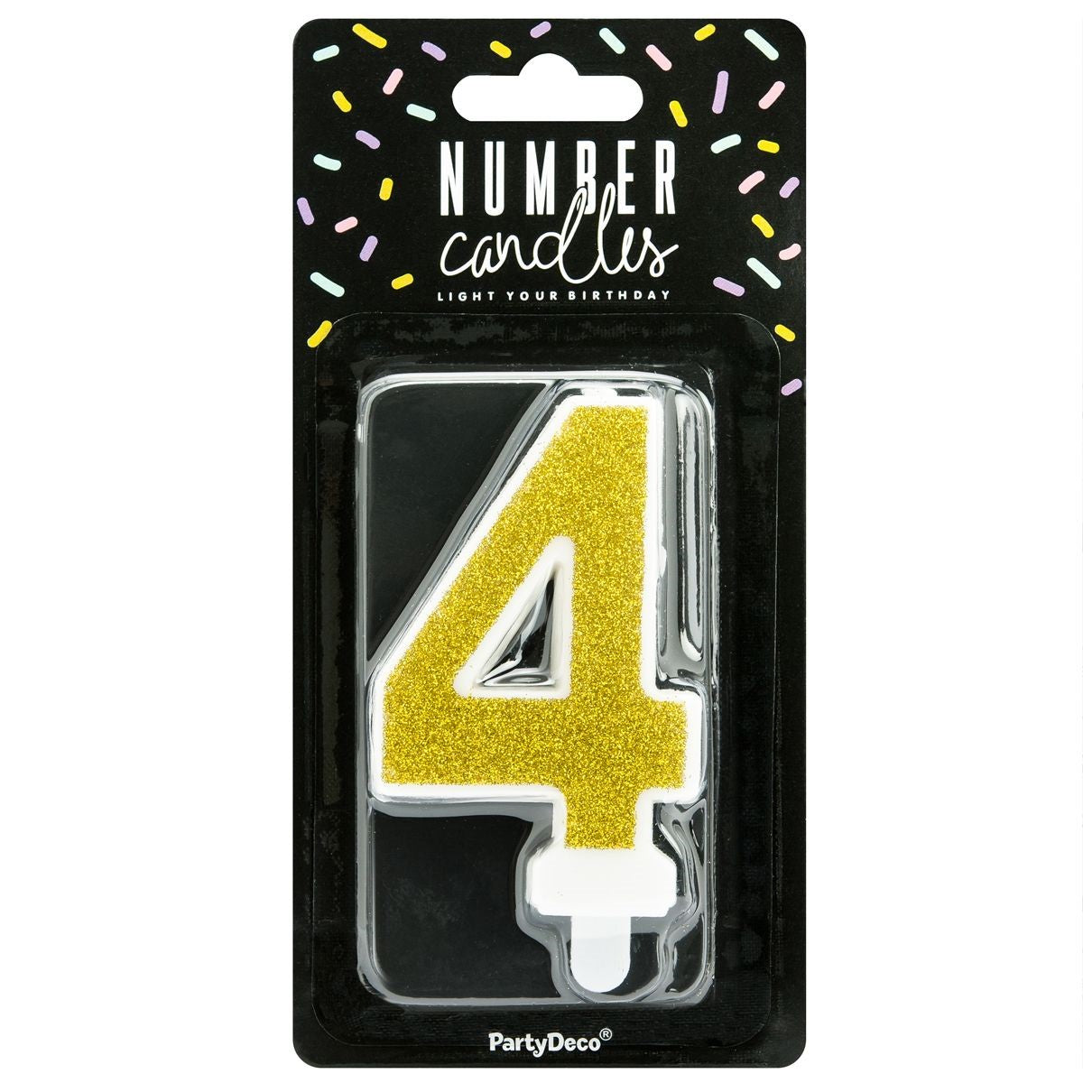 PartyDeco cijferkaars - glitter goud - 4
