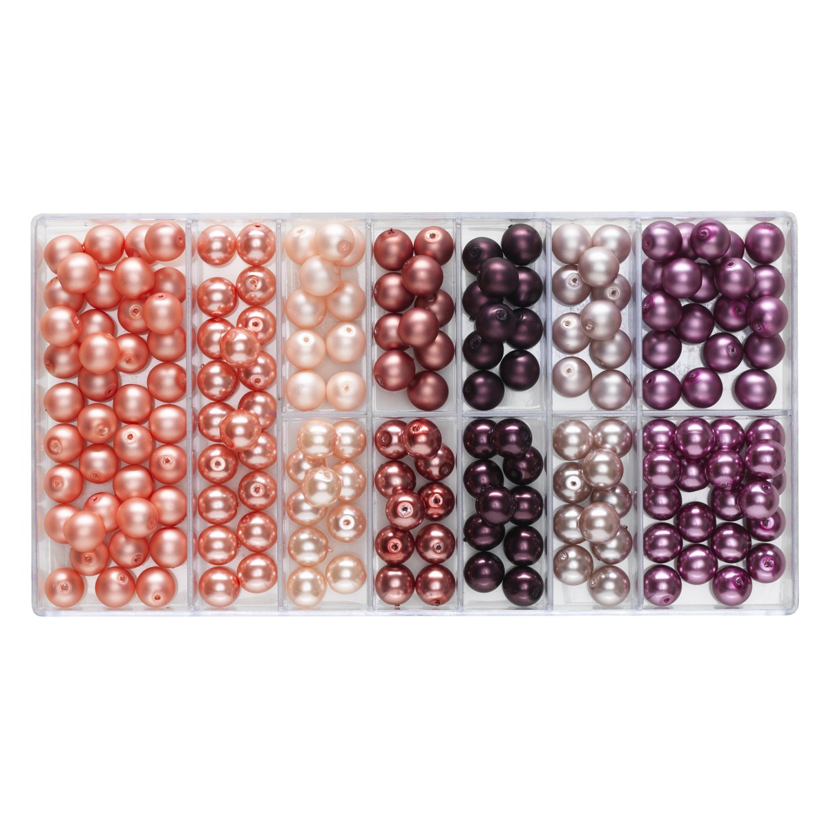 Panduro glaskralen set - 8 mm - roze/paars