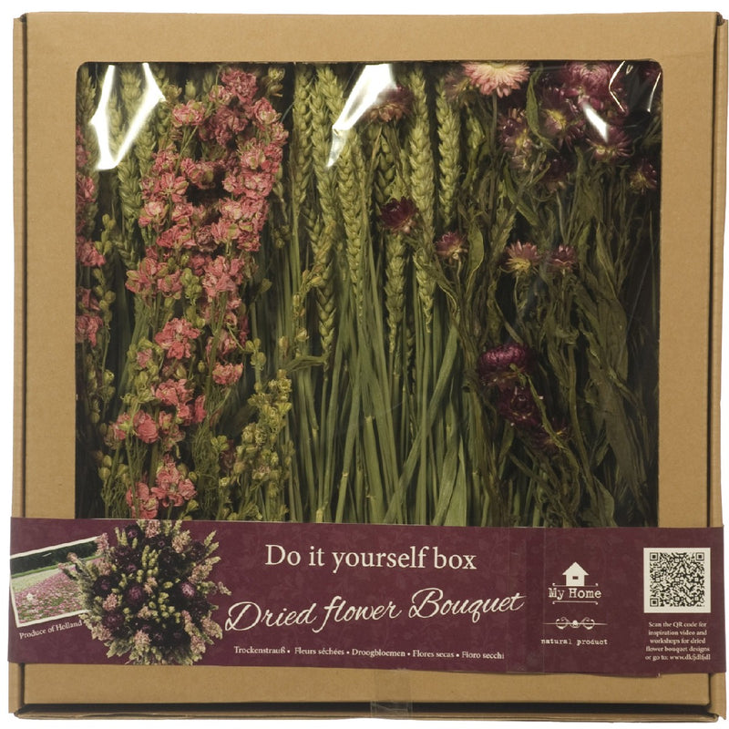 DIY box droogbloemen - roze