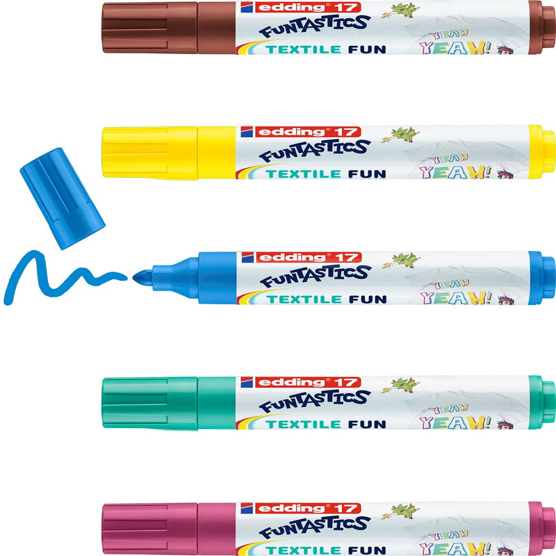 edding 17 FUNTASTICS Textile Fun - textielstiften - 5 stuks