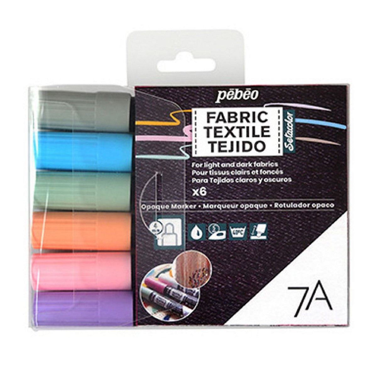 Pebeo textielmarkers - 6 stuks - pastel