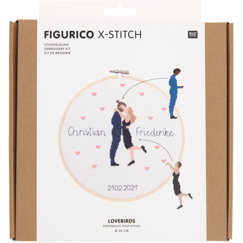 Borduurpakket - 20 cm - lovebirds
