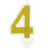 PartyDeco cijferkaars - glitter goud - 4