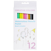 kids aquarel potloden 12 stuks + kwastje - pastel