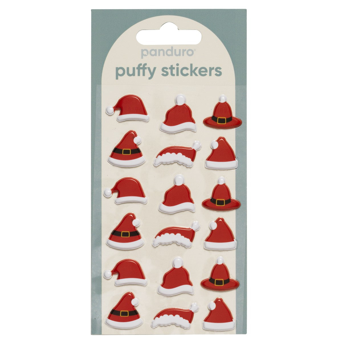 Puffy stickers - 18 stuks - Santa hats