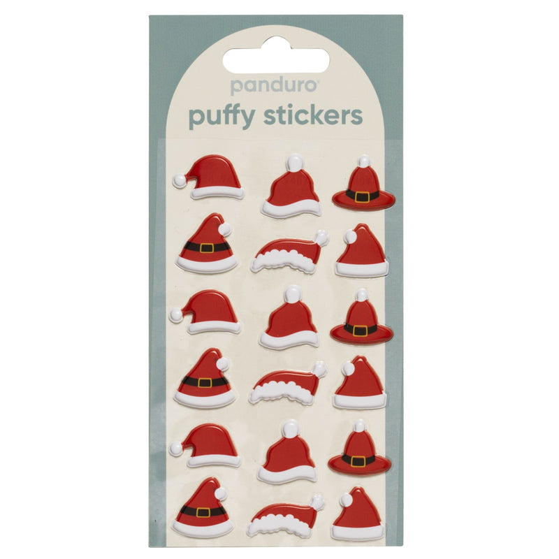 Puffy stickers - 18 stuks - Santa hats