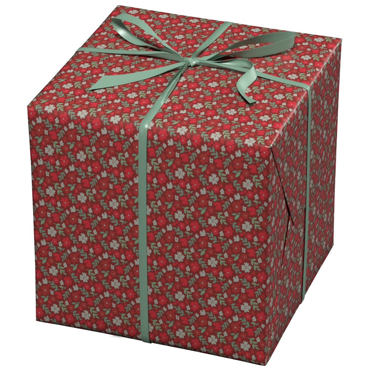 Cadeaupapier - 10 meter - rode bloemetjes
