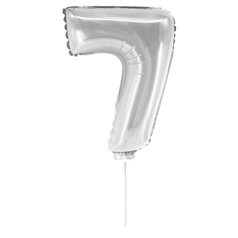 Cijferballon zilverkleurig - 32 cm - 7
