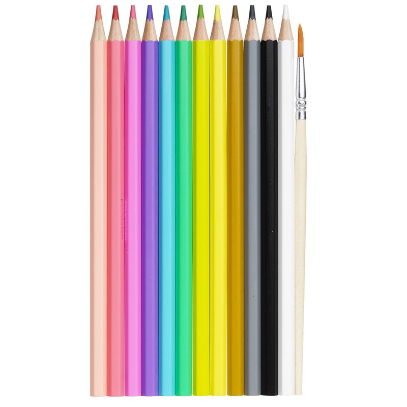 kids aquarel potloden 12 stuks + kwastje - pastel